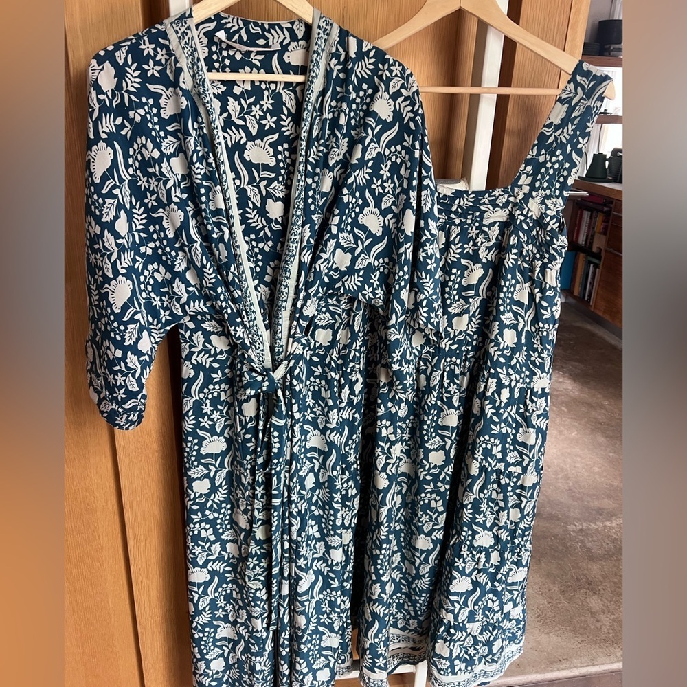 Teal and Cream Dress and Kimono